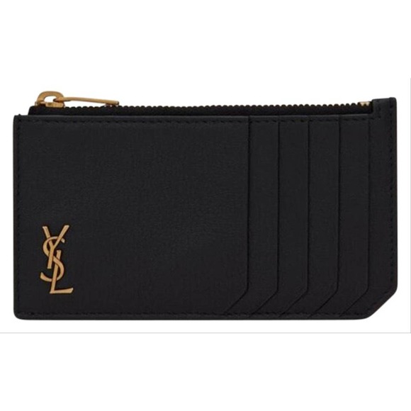 SAINT LAURENT monogram YSL  fragments zipped card holder coin case - Picture 1 of 6